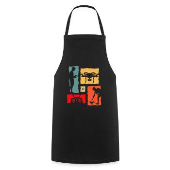 Drone Retro - Cooking Apron - black - Front - AI Model Male 185 dark (185cm)