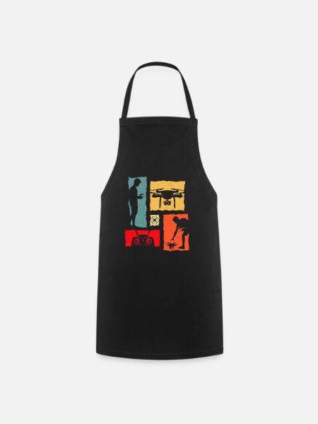 Drone Rétro - Tablier de cuisine - noir