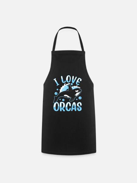 J’aime les orques Protéger les orques de mer - Tablier de cuisine - noir