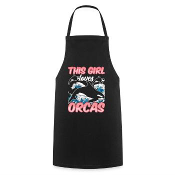 This girl loves the orcas orca shooter whale - Cooking Apron - black - Front - AI Model Male 185 dark (185cm)