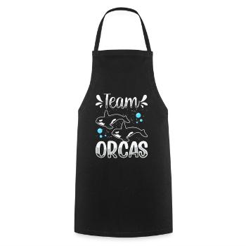 L’équipe Orques Orques tire sur la mer des baleines - Tablier de cuisine - noir - Devant - AI Model Male 185 dark (185cm)