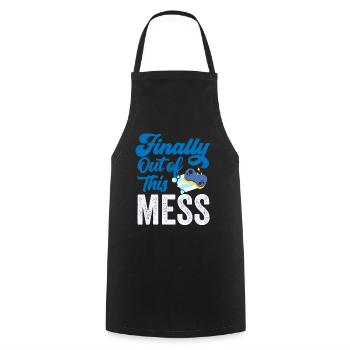 Finally out of the mess of pensioners' pensions - Cooking Apron - black - Front - AI Model Male 185 dark (185cm)