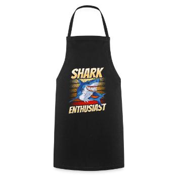 Shark Enthusiast Shark Tooth Shark Shark Diving Sharks - Cooking Apron - black - Front - AI Model Male 185 dark (185cm)