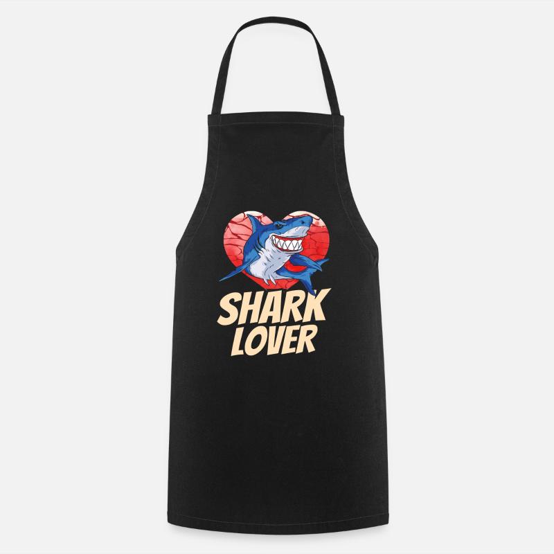 Amateur de requin Dent de requin Requin Plongée avec requin - Tablier de cuisine - noir