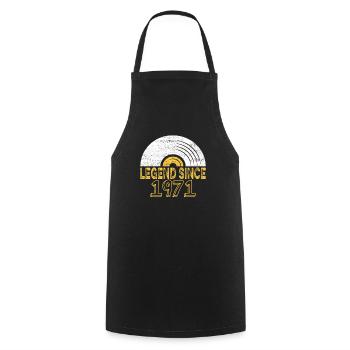 1971 Birthday Vinyl Legend depuis - Tablier de cuisine - noir - Devant - AI Model Male 185 dark (185cm)