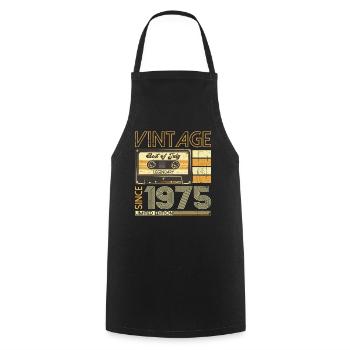 48th Birthday Man Original July Vintage 1975 - Cooking Apron - black - Front - AI Model Male 185 dark (185cm)