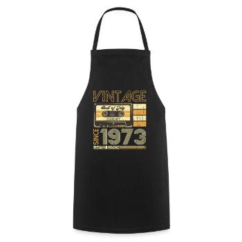 50th Birthday Man Original July Vintage 1973 - Cooking Apron - black - Front - AI Model Male 185 dark (185cm)