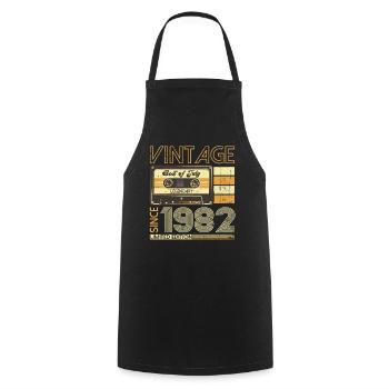41ème Anniversaire Homme Original Juillet Millésime 1982 - Tablier de cuisine - noir - Devant - AI Model Male 185 dark (185cm)