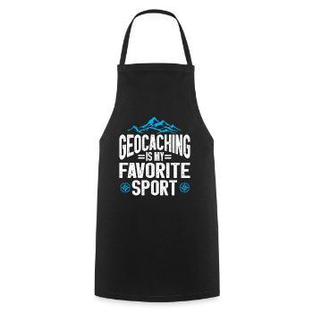 Geocaching Gift Geocacher Geocache - Cooking Apron - black - Front - AI Model Male 185 dark (185cm)