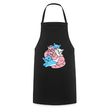 Cats Pile Transgender Flag Trans LGBTQ Cat - Cooking Apron - black - Front - AI Model Male 185 dark (185cm)