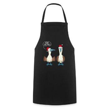 Merry Christmas Blue-footed - Cooking Apron - black - Front - AI Model Male 185 dark (185cm)