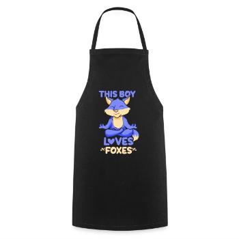 This boy loves foxes fox lover animal - Cooking Apron - black - Front - AI Model Male 185 dark (185cm)