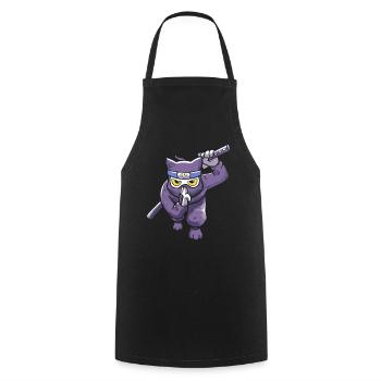 Samurai Japan Ninja Anime Katze - Kochschürze - Schwarz - Vorne - AI Model Male 185 dark (185cm)