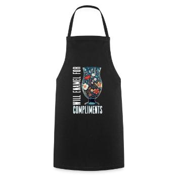 Will enamel for compliments - Enameled glass - Cooking Apron - black - Front - AI Model Male 185 dark (185cm)