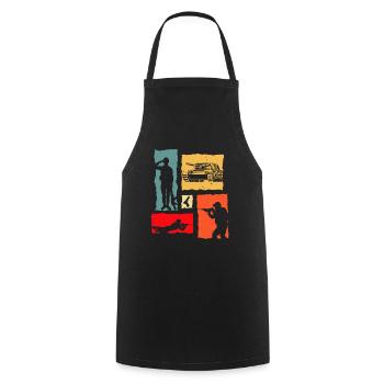 Soldat de char rétro - Tablier de cuisine - noir - Devant - AI Model Male 185 dark (185cm)