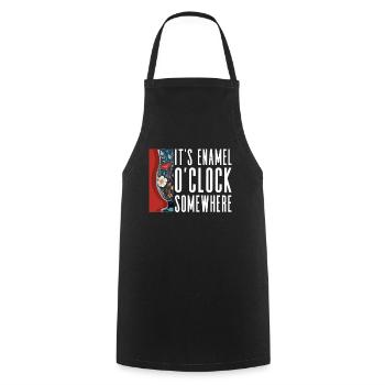 Quelque part c’est l’émail O’Clock - émaillé - Tablier de cuisine - noir - Devant - AI Model Male 185 dark (185cm)