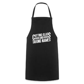 Couper le verre et prendre des noms - vitrail - Tablier de cuisine - noir - Devant - AI Model Male 185 dark (185cm)