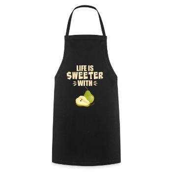 Life Is Sweeter With Pear - Cooking Apron - black - Front - AI Model Male 185 dark (185cm)