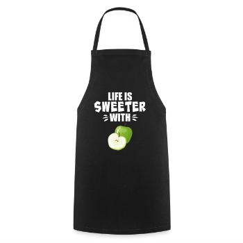 Life Is Sweeter With Apple - Cooking Apron - black - Front - AI Model Male 185 dark (185cm)