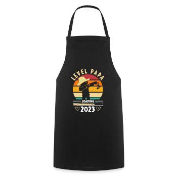 Papa Level Loading 2023 - Cooking Apron - black - Front - AI Model Male 185 dark (185cm)