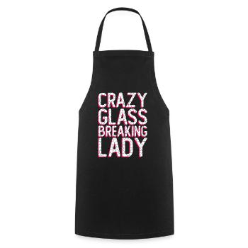 Crazy Glass Breaking Lady - Chip Work Glass Artist - Cooking Apron - black - Front - AI Model Male 185 dark (185cm)