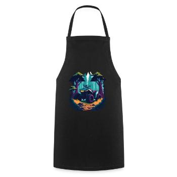 Quad Bike Offroad Dirt Racing Cartoon Design - Cooking Apron - black - Front - AI Model Male 185 dark (185cm)