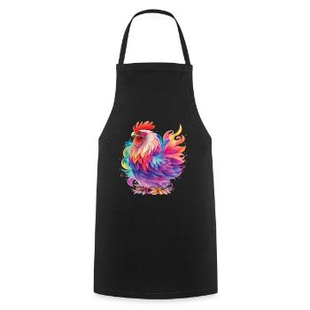 Colorful Chicken Chicken Lover Chickens Design - Cooking Apron - black - Front - AI Model Male 185 dark (185cm)