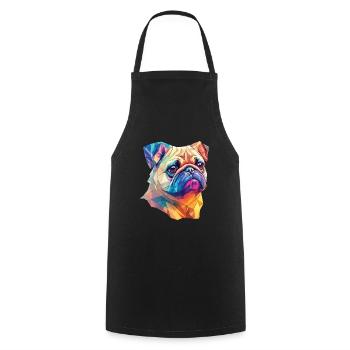 Polygon Kunst Mops Hund Design Hunde Liebhaber - Kochschürze - Schwarz - Vorne - AI Model Male 185 dark (185cm)