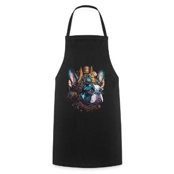 Steampunk French Bulldog Retro Dog Design - Cooking Apron - black - Front - AI Model Male 185 dark (185cm)