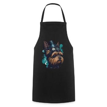 Steampunk Yorkshire Terrier vintage retro dog - Cooking Apron - black - Front - AI Model Male 185 dark (185cm)