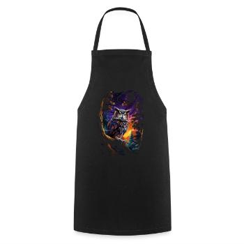 Beautiful owl with big eyes at night - Cooking Apron - black - Front - AI Model Male 185 dark (185cm)