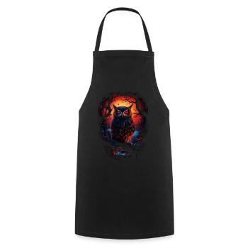 Beautiful owl with big eyes at night - Cooking Apron - black - Front - AI Model Male 185 dark (185cm)