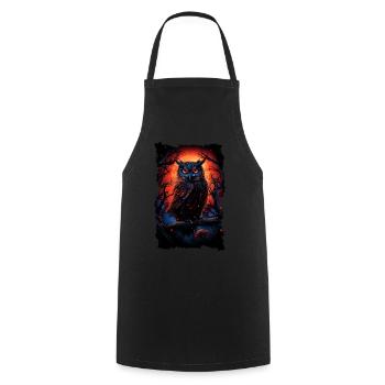 Cool owl with big eyes at night - Cooking Apron - black - Front - AI Model Male 185 dark (185cm)