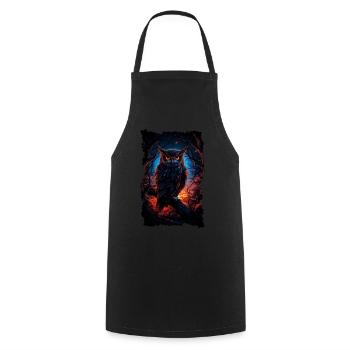 Cool owl with big eyes at night - Cooking Apron - black - Front - AI Model Male 185 dark (185cm)
