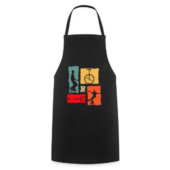 Unicycle Retro - Cooking Apron - black - Front - AI Model Male 185 dark (185cm)