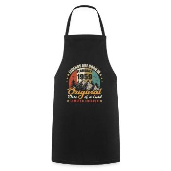 Original Legends Are Born In February 1959 🎉 - Cooking Apron - black - Front - AI Model Male 185 dark (185cm)