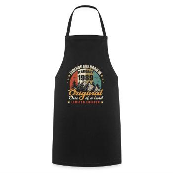 Original Legends Are Born In February 1989 🎉 - Cooking Apron - black - Front - AI Model Male 185 dark (185cm)