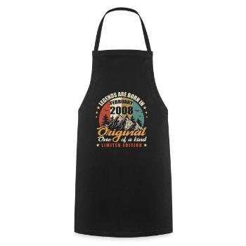 Original Legends Are Born In February 2008 🎉 - Cooking Apron - black - Front - AI Model Male 185 dark (185cm)