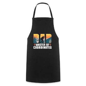 Papa - Maître des coordonnées - Géocaching - Tablier de cuisine - noir - Devant - AI Model Male 185 dark (185cm)