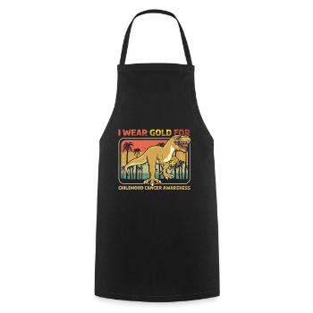 September Ribbon Dinosaur Childhood Cancer - Cooking Apron - black - Front - AI Model Male 185 dark (185cm)