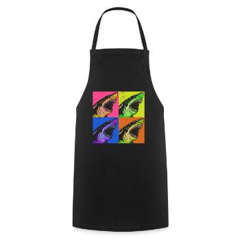Megalodon Pop Up Retro - Megalodon Shark - Cooking Apron - black - Front - AI Model Male 185 dark (185cm)
