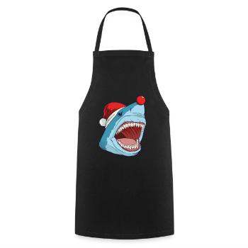 Megalodon Hai Weihnachtsmütze roter Nase - Kochschürze - Schwarz - Vorne - AI Model Male 185 dark (185cm)