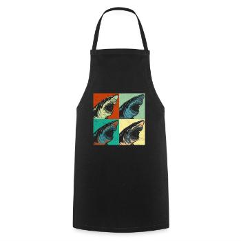 Megalodon Pop Up Retro - Megalodon Shark - Cooking Apron - black - Front - AI Model Male 185 dark (185cm)
