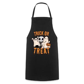 Des bonbons ou des bâtons! Squelette et fantômes pour Halloween - Tablier de cuisine - noir - Devant - AI Model Male 185 dark (185cm)