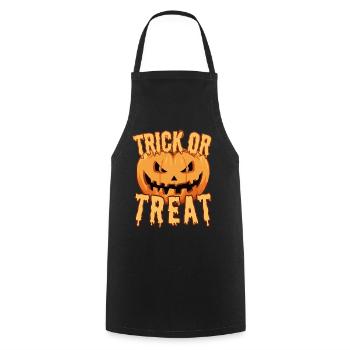 Trick or Treat Creepy Cartoon Halloween Pumpkin - Cooking Apron - black - Front - AI Model Male 185 dark (185cm)