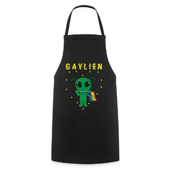 Gay Alien Rainbow Flag Gay Pride LGBT Pride Month - Cooking Apron - black - Front - AI Model Male 185 dark (185cm)