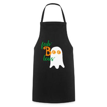 Fab-BOO-lous - Funny ghost for Halloween - Cooking Apron - black - Front - AI Model Male 185 dark (185cm)