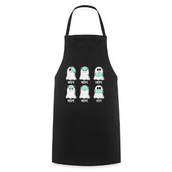 Halloween Happy: Funny Ghost Masks Design - Cooking Apron - black - Front - AI Model Male 185 dark (185cm)