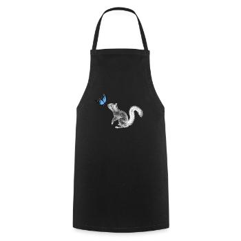Squirrel with butterfly - Cooking Apron - black - Front - AI Model Male 185 dark (185cm)