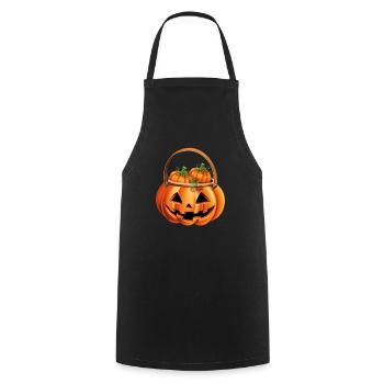 Scary pumpkin with candy for Halloween - Cooking Apron - black - Front - AI Model Male 185 dark (185cm)